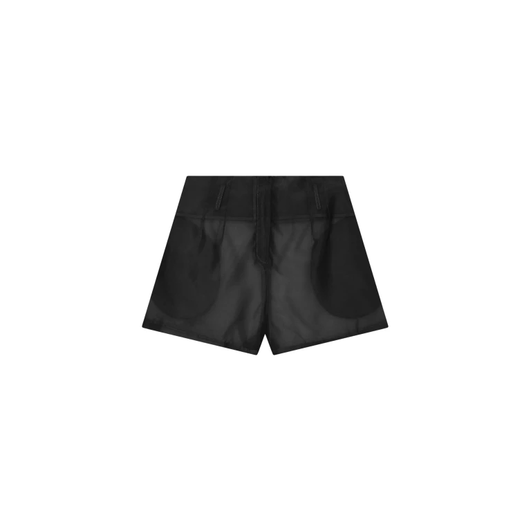 The Frankie Shop Lise Sheer Shorts - Black - Oversized Minimalist Shorts in Black - Shop at Luxury Shoes 