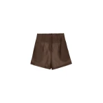 The Frankie Shop Lise Sheer Shorts - Brown - Oversized Minimalist Shorts in Beige - Shop at Luxury Shoes 