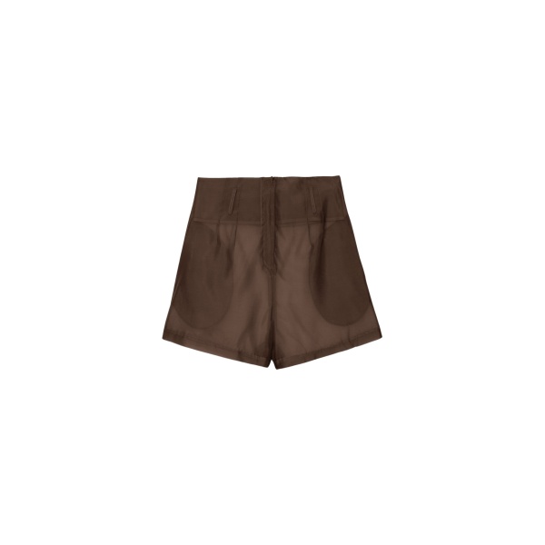 The Frankie Shop Lise Sheer Shorts - Brown - Oversized Minimalist Shorts in Beige - Shop at Luxury Shoes 