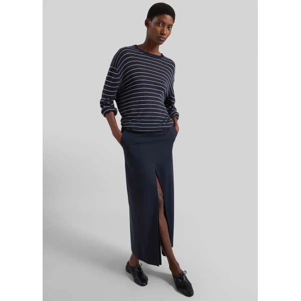 The Frankie Shop Lisle Front Slit Pencil Skirt - Navy - Oversized Minimalist Skirts in Blue - Shop at Luxury Shoes 