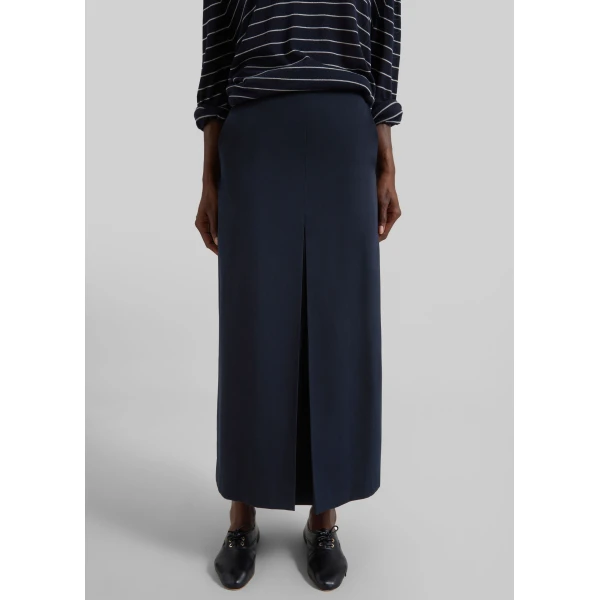The Frankie Shop Lisle Front Slit Pencil Skirt - Navy - Oversized Minimalist Skirts in Blue - Shop at Luxury Shoes 