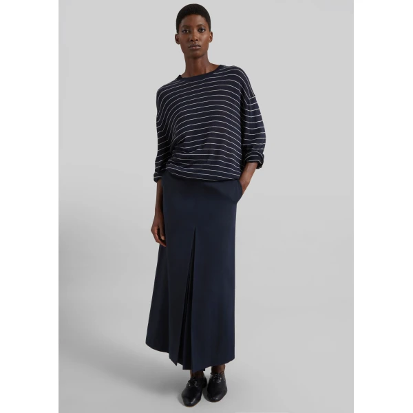 The Frankie Shop Lisle Front Slit Pencil Skirt - Navy - Oversized Minimalist Skirts in Blue - Shop at Luxury Shoes 