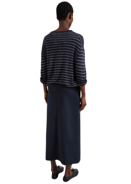 The Frankie Shop Lisle Front Slit Pencil Skirt - Navy - Oversized Minimalist Skirts in Blue - Shop at Luxury Shoes 