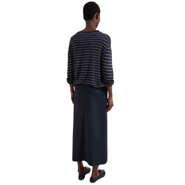 The Frankie Shop Lisle Front Slit Pencil Skirt - Navy - Oversized Minimalist Skirts in Blue - Shop at Luxury Shoes 