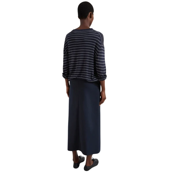 The Frankie Shop Lisle Front Slit Pencil Skirt - Navy - Oversized Minimalist Skirts in Blue - Shop at Luxury Shoes 