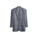 The Frankie Shop Lismore Wool Oversized Blazer - Grey - Oversized Minimalist Jackets in Grey - Shop at Luxury Shoes 