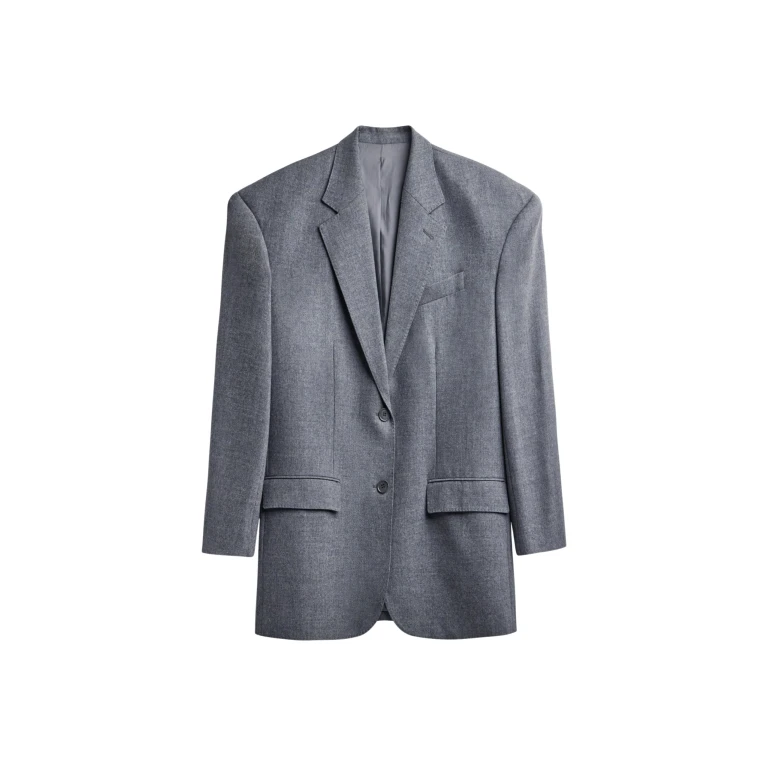 The Frankie Shop Lismore Wool Oversized Blazer - Grey - Oversized Minimalist Jackets in Grey - Shop at Luxury Shoes 