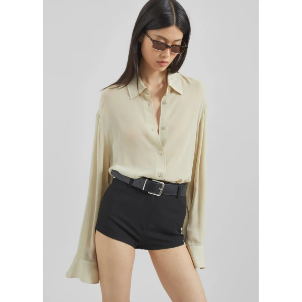 The Frankie Shop Loen Hot Pants - Black - Oversized Minimalist Shorts in Black - Shop at Luxury Shoes 