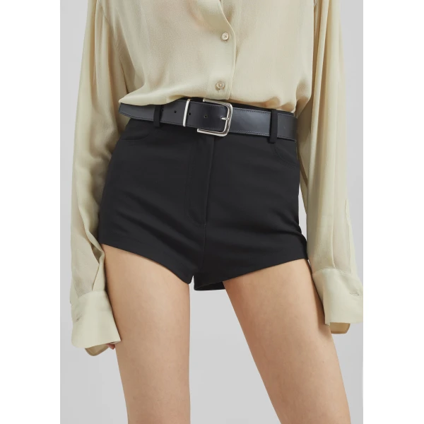 The Frankie Shop Loen Hot Pants - Black - Oversized Minimalist Shorts in Black - Shop at Luxury Shoes 