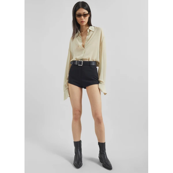 The Frankie Shop Loen Hot Pants - Black - Oversized Minimalist Shorts in Black - Shop at Luxury Shoes 