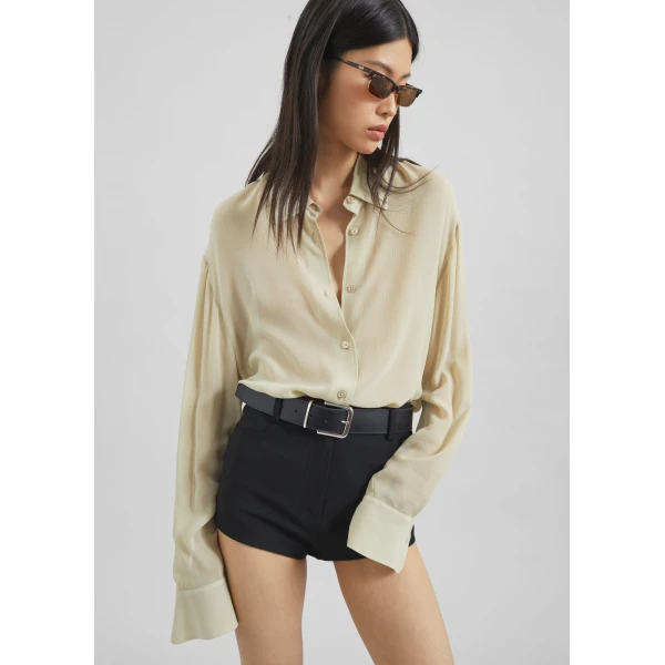 The Frankie Shop Loen Hot Pants - Black - Oversized Minimalist Shorts in Black - Shop at Luxury Shoes 