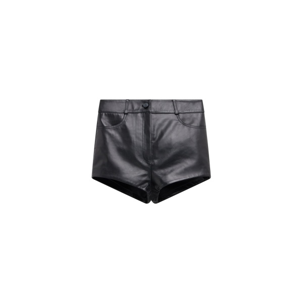 The Frankie Shop Loen Leather Hot Pants - Black - Oversized Minimalist Shorts in Black - Shop at Luxury Shoes 