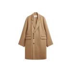 The Frankie Shop Lohit Wool Coat - Camel - Oversized Minimalist Coats in Beige - Shop at Luxury Shoes 