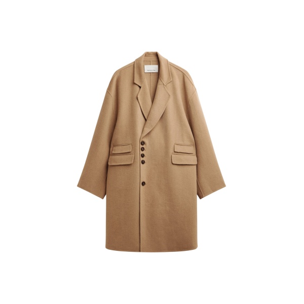 The Frankie Shop Lohit Wool Coat - Camel - Oversized Minimalist Coats in Beige - Shop at Luxury Shoes 