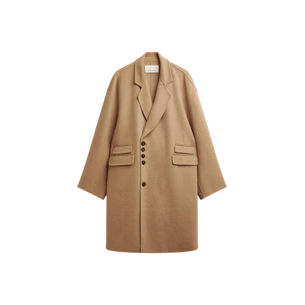 The Frankie Shop Lohit Wool Coat - Camel - Oversized Minimalist Coats in Beige - Shop at Luxury Shoes 