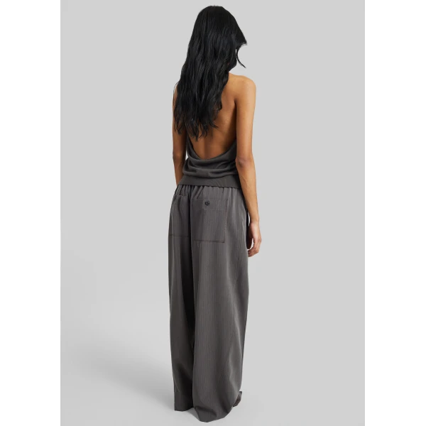 The Frankie Shop Loire Curved Pants - Charcoal Pinstripe - Oversized Minimalist Pants in Multicolour - Shop at Luxury Shoes 