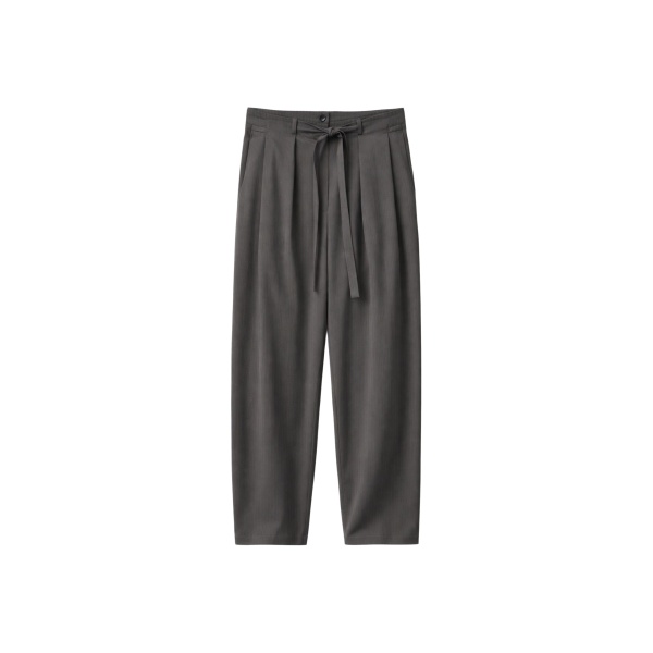 The Frankie Shop Loire Curved Pants - Charcoal Pinstripe - Oversized Minimalist Pants in Multicolour - Shop at Luxury Shoes 
