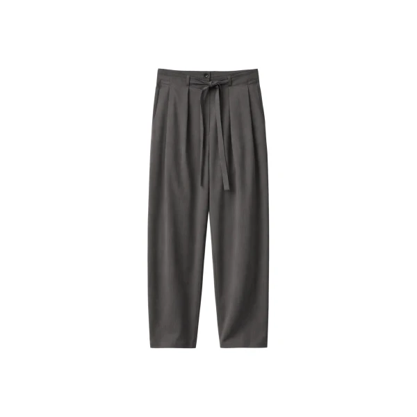 The Frankie Shop Loire Curved Pants - Charcoal Pinstripe - Oversized Minimalist Pants in Multicolour - Shop at Luxury Shoes 