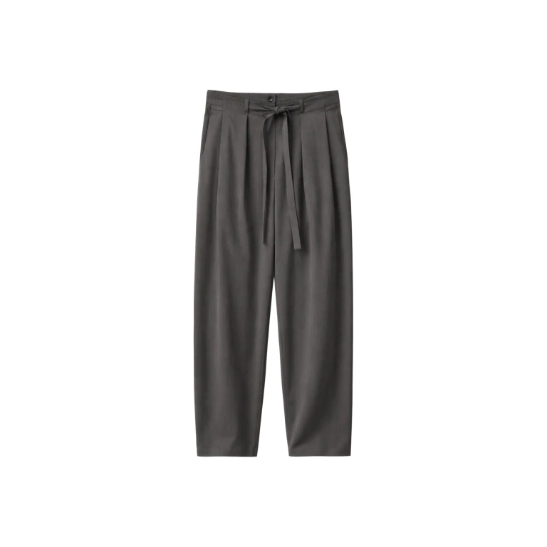 The Frankie Shop Loire Curved Pants - Charcoal Pinstripe - Oversized Minimalist Pants in Multicolour - Shop at Luxury Shoes 