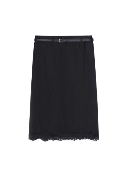 The Frankie Shop Lolai Sheer Lace Skirt - Black - Oversized Minimalist Skirts in Black - Shop at Luxury Shoes 