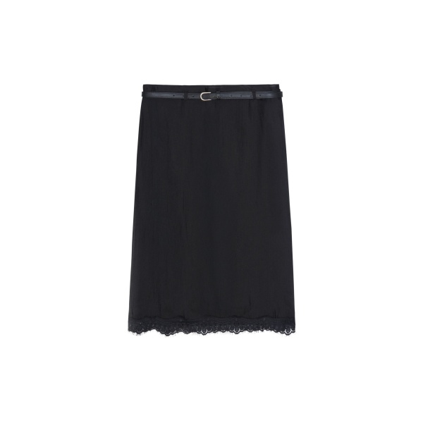 The Frankie Shop Lolai Sheer Lace Skirt - Black - Oversized Minimalist Skirts in Black - Shop at Luxury Shoes 