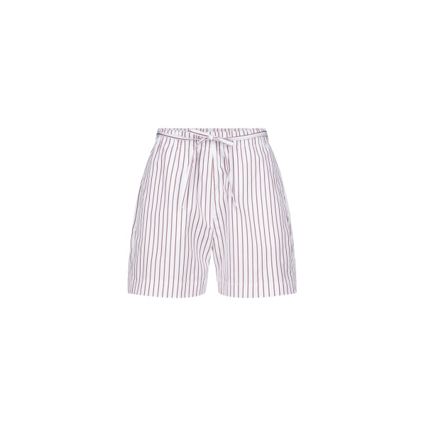 The Frankie Shop Lory Striped Cotton Shorts - Dark Red/Light Blue - Oversized Minimalist Shorts in Multicolour - Shop at Luxury Shoes 