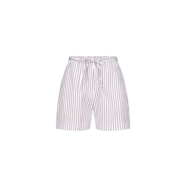 The Frankie Shop Lory Striped Cotton Shorts – Dark Red/Light Blue