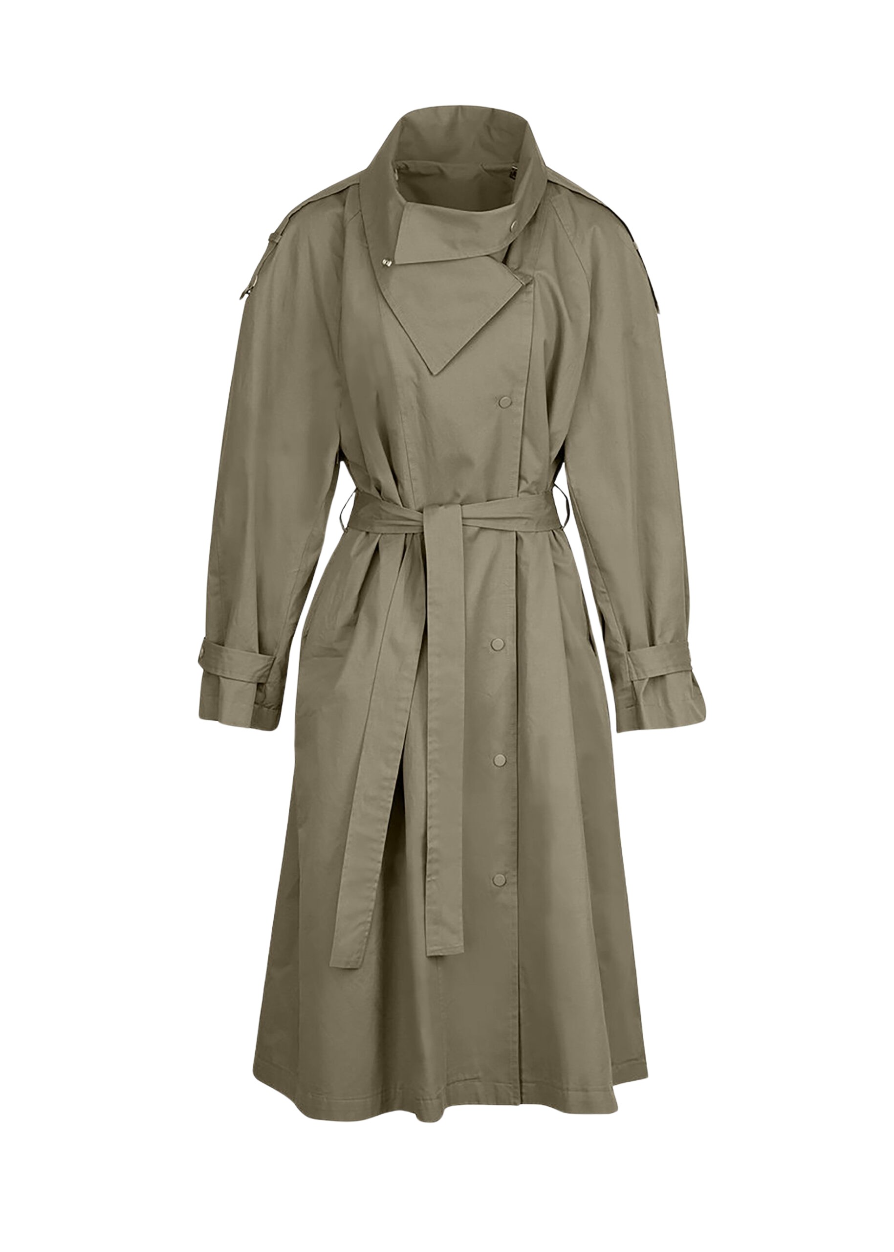 The Frankie Shop Lottie Wing Collar Trench Coat – Olive