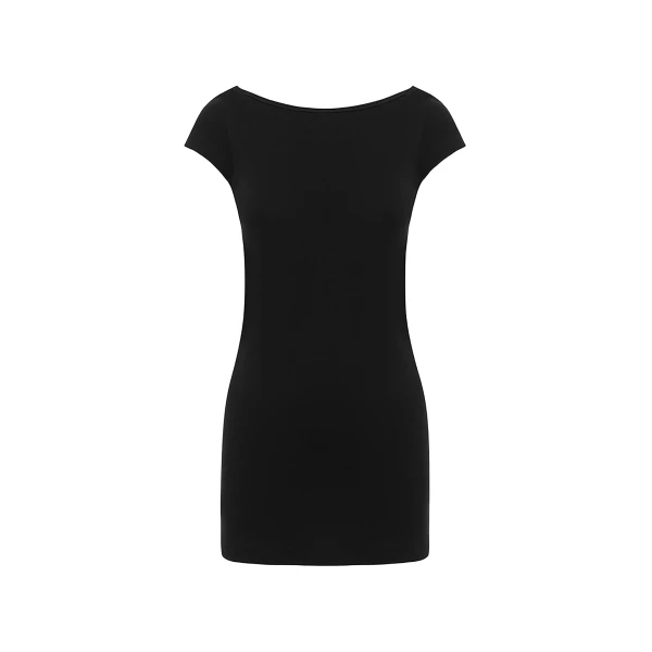 The Frankie Shop Low Back Mini Tee Dress - Black - Oversized Minimalist Dresses in Black - Shop at Luxury Shoes 