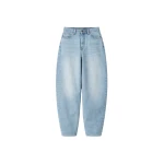 The Frankie Shop Lucena Barrel-Leg Jeans - Light Wash - Oversized Minimalist Pants in Grey - Shop at Luxury Shoes 