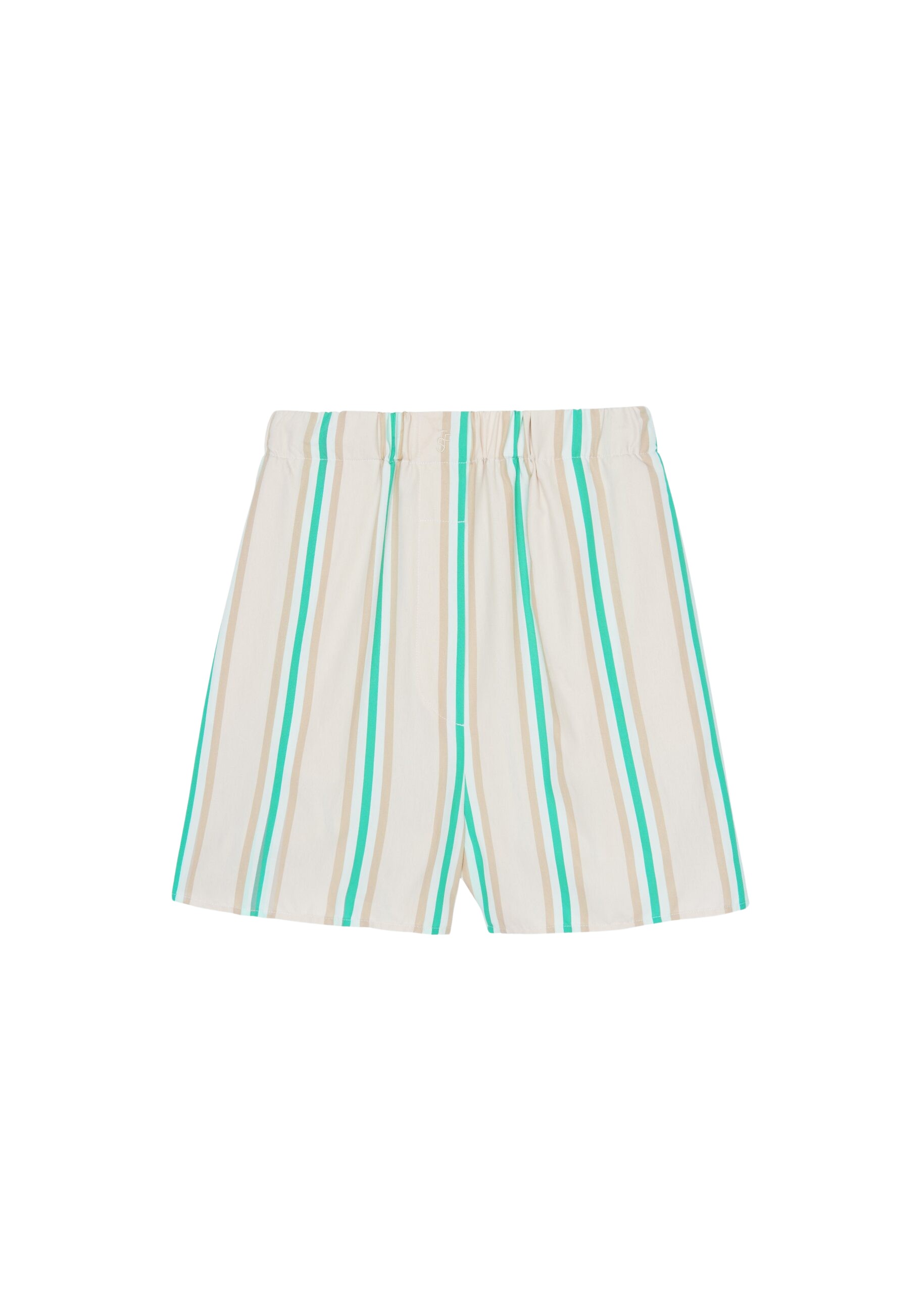 The Frankie Shop Lui Fluid Boxer Shorts – Beige Multi Stripe