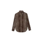 The Frankie Shop Lui Leopard Print Shirt - Brown - Oversized Minimalist Tops in Beige - Shop at Luxury Shoes 