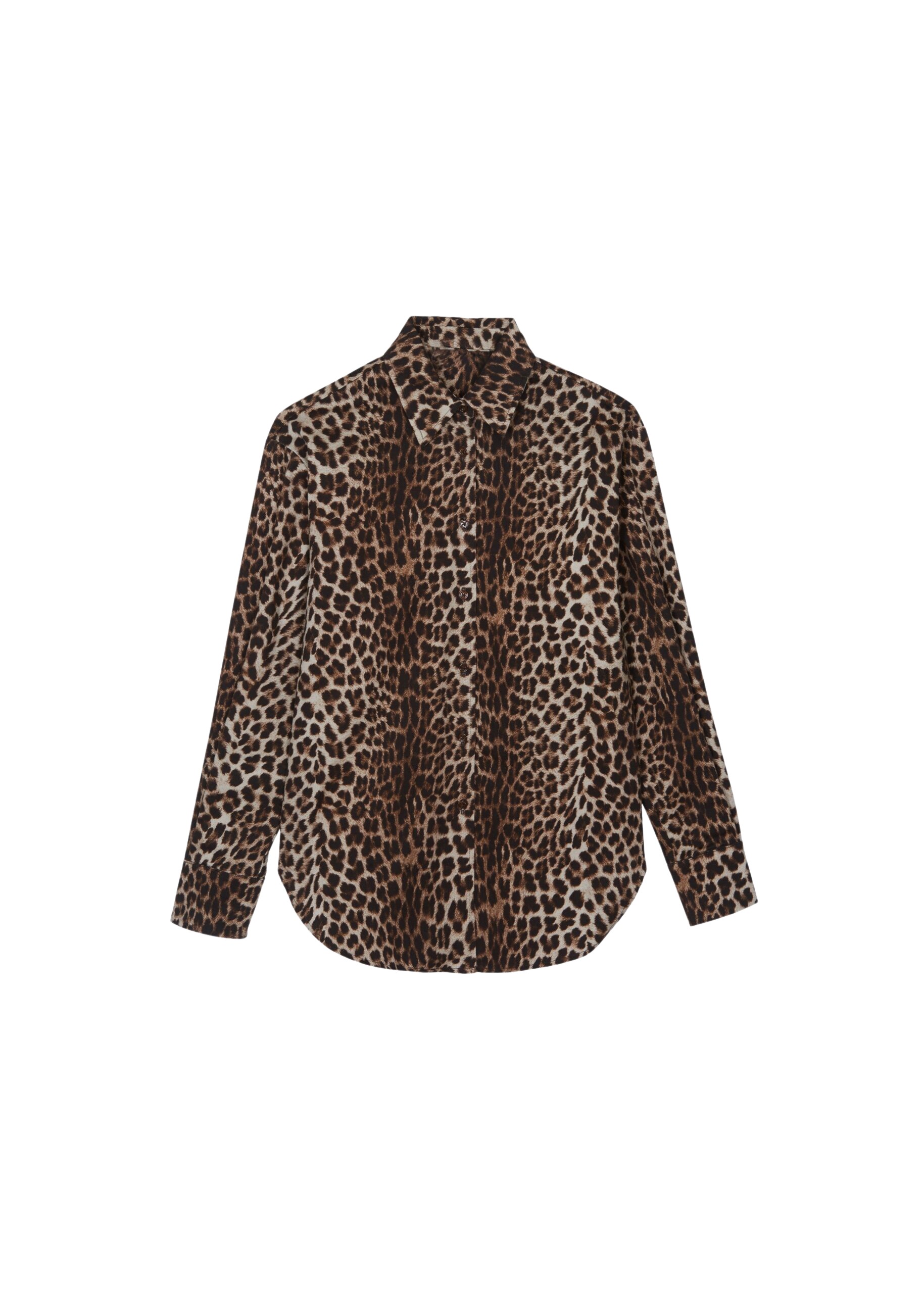 The Frankie Shop Lui Leopard Print Shirt - Brown - Oversized Minimalist Tops in Beige - Shop at Luxury Shoes 