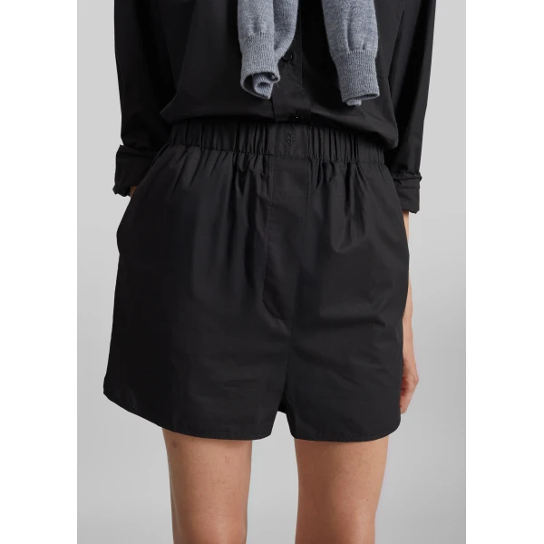 The Frankie Shop Lui Organic Cotton Boxer Short - Black - Oversized Minimalist Shorts in Black - Shop at Luxury Shoes 
