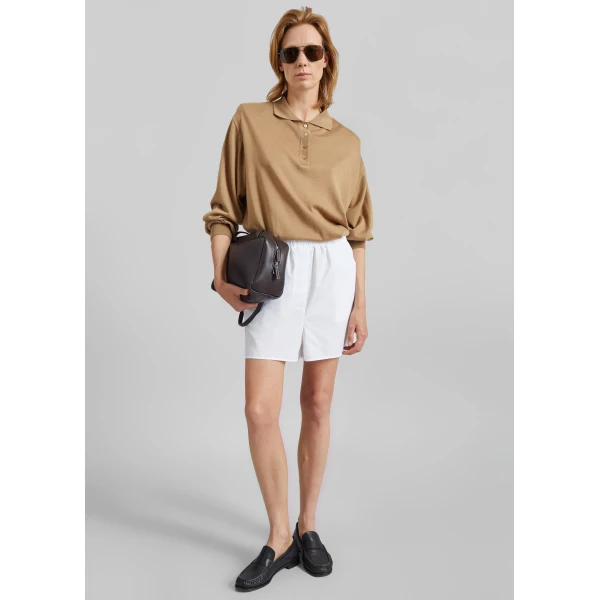 The Frankie Shop Lui Organic Cotton Boxer Short - White - Oversized Minimalist Shorts in White - Shop at Luxury Shoes 