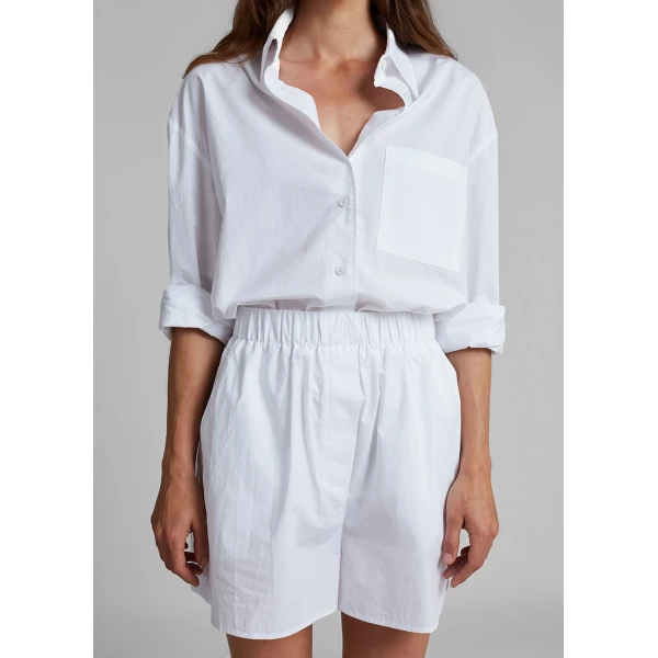 The Frankie Shop Lui Organic Cotton Boxer Short - White - Oversized Minimalist Shorts in White - Shop at Luxury Shoes 