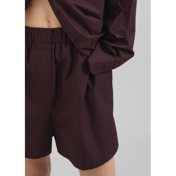 The Frankie Shop Lui Organic Cotton Boxer Shorts - Dark Plum - Oversized Minimalist Shorts in Purple - Shop at Luxury Shoes 