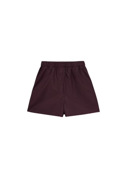 The Frankie Shop Lui Organic Cotton Boxer Shorts - Dark Plum - Oversized Minimalist Shorts in Purple - Shop at Luxury Shoes 
