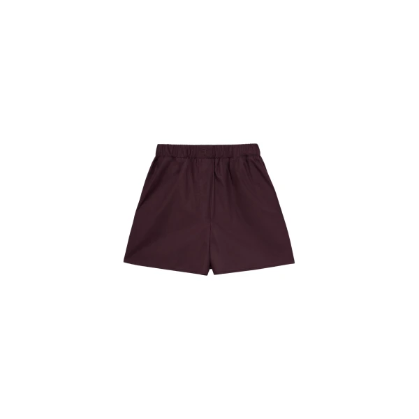 The Frankie Shop Lui Organic Cotton Boxer Shorts - Dark Plum - Oversized Minimalist Shorts in Purple - Shop at Luxury Shoes 