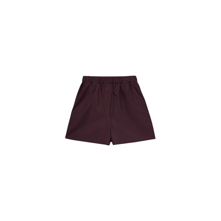 The Frankie Shop Lui Organic Cotton Boxer Shorts - Dark Plum - Oversized Minimalist Shorts in Purple - Shop at Luxury Shoes 