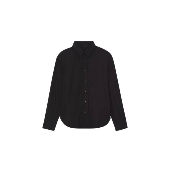 The Frankie Shop Lui Organic Cotton Shirt - Black - Oversized Minimalist Tops in Black - Shop at Luxury Shoes 