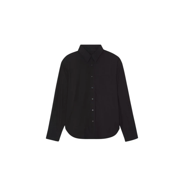 The Frankie Shop Lui Organic Cotton Shirt - Black - Oversized Minimalist Tops in Black - Shop at Luxury Shoes 