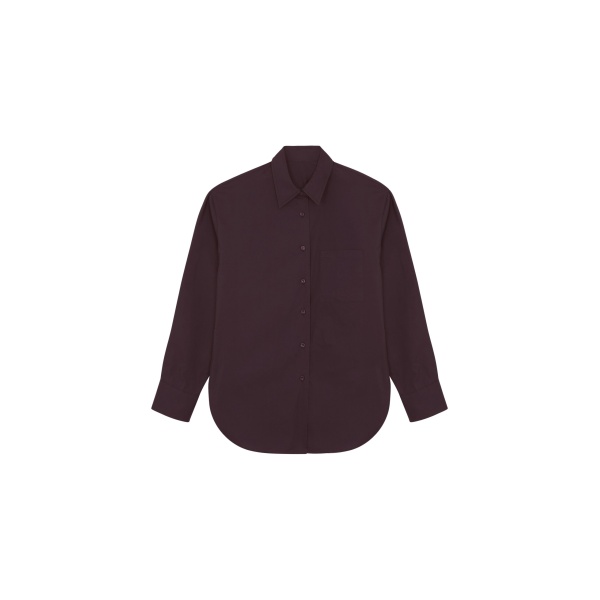 The Frankie Shop Lui Organic Cotton Shirt - Dark Plum - Oversized Minimalist Tops in Purple - Shop at Luxury Shoes 