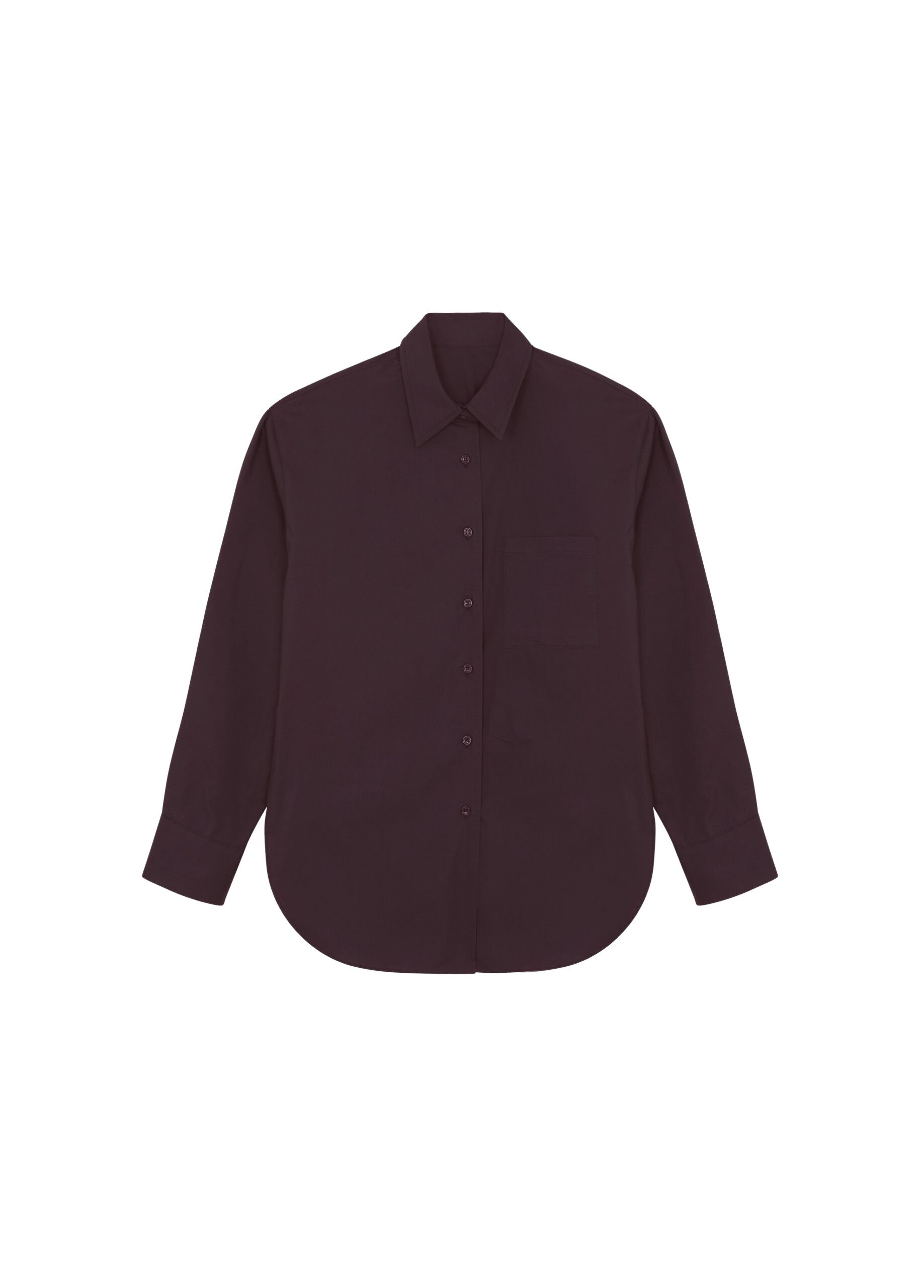 The Frankie Shop Lui Organic Cotton Shirt - Dark Plum - Oversized Minimalist Tops in Purple - Shop at Luxury Shoes 