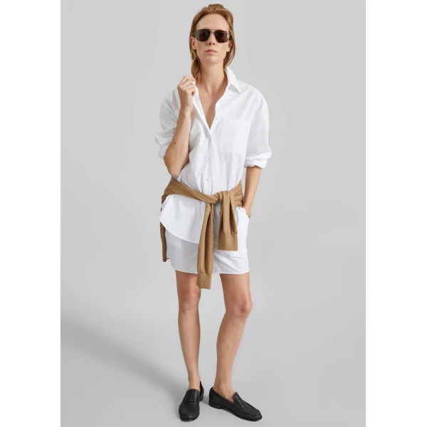 The Frankie Shop Lui Organic Cotton Shirt - White - Oversized Minimalist Tops in White - Shop at Luxury Shoes 
