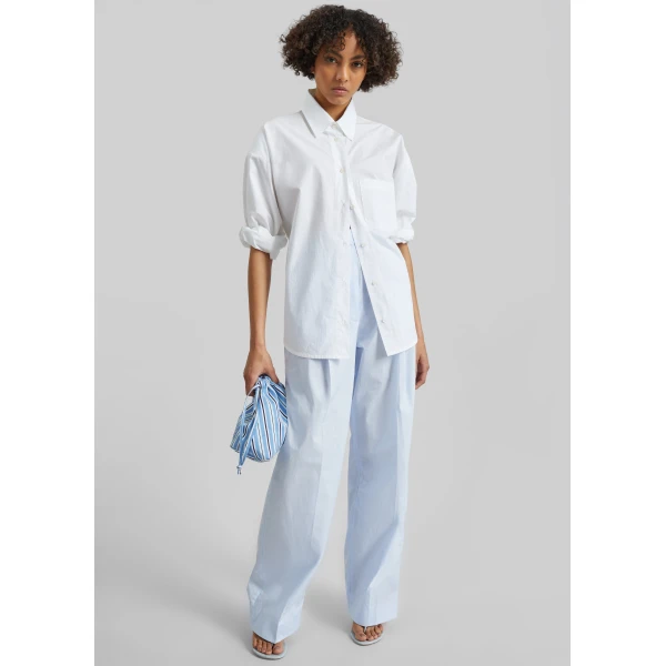 The Frankie Shop Lui Organic Cotton Shirt - White - Oversized Minimalist Tops in White - Shop at Luxury Shoes 
