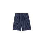 The Frankie Shop Lui Striped Boxer Shorts - Navy/Beige Pinstripe - Oversized Minimalist Shorts in Multicolour - Shop at Luxury Shoes 