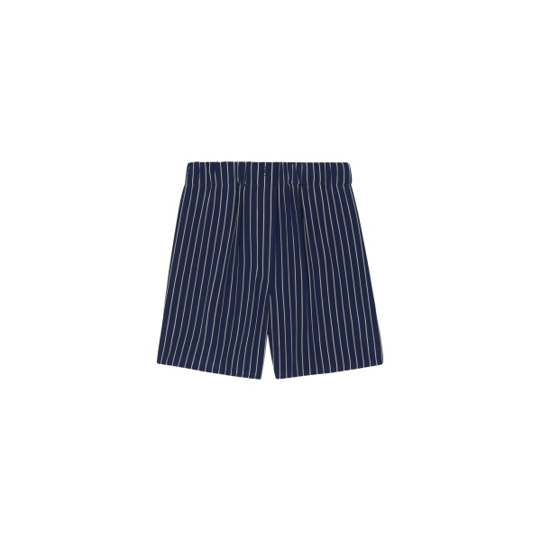 The Frankie Shop Lui Striped Boxer Shorts - Navy/Beige Pinstripe - Oversized Minimalist Shorts in Multicolour - Shop at Luxury Shoes 
