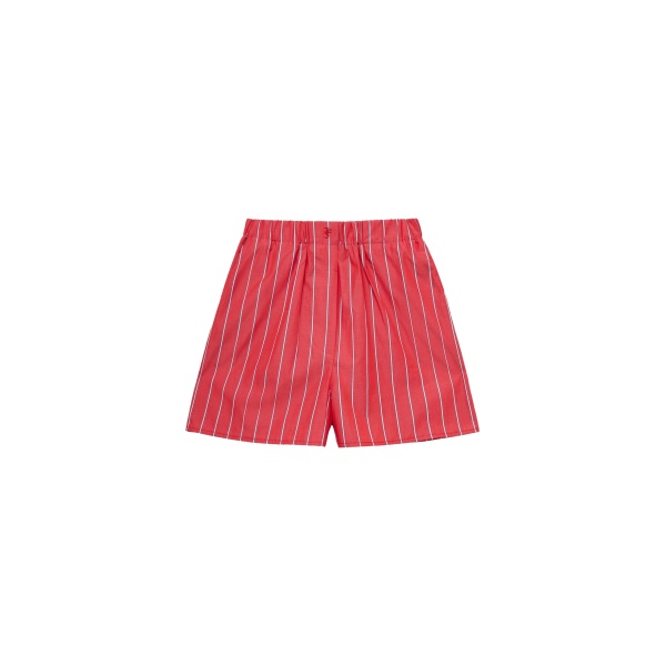 The Frankie Shop Lui Striped Cotton Boxer Shorts - Red/White Stripe - Oversized Minimalist Shorts in Multicolour - Shop at Luxury Shoes 