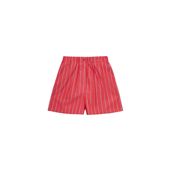 The Frankie Shop Lui Striped Cotton Boxer Shorts - Red/White Stripe - Oversized Minimalist Shorts in Multicolour - Shop at Luxury Shoes 